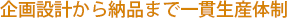 企画設計から納品まで一貫生産体制